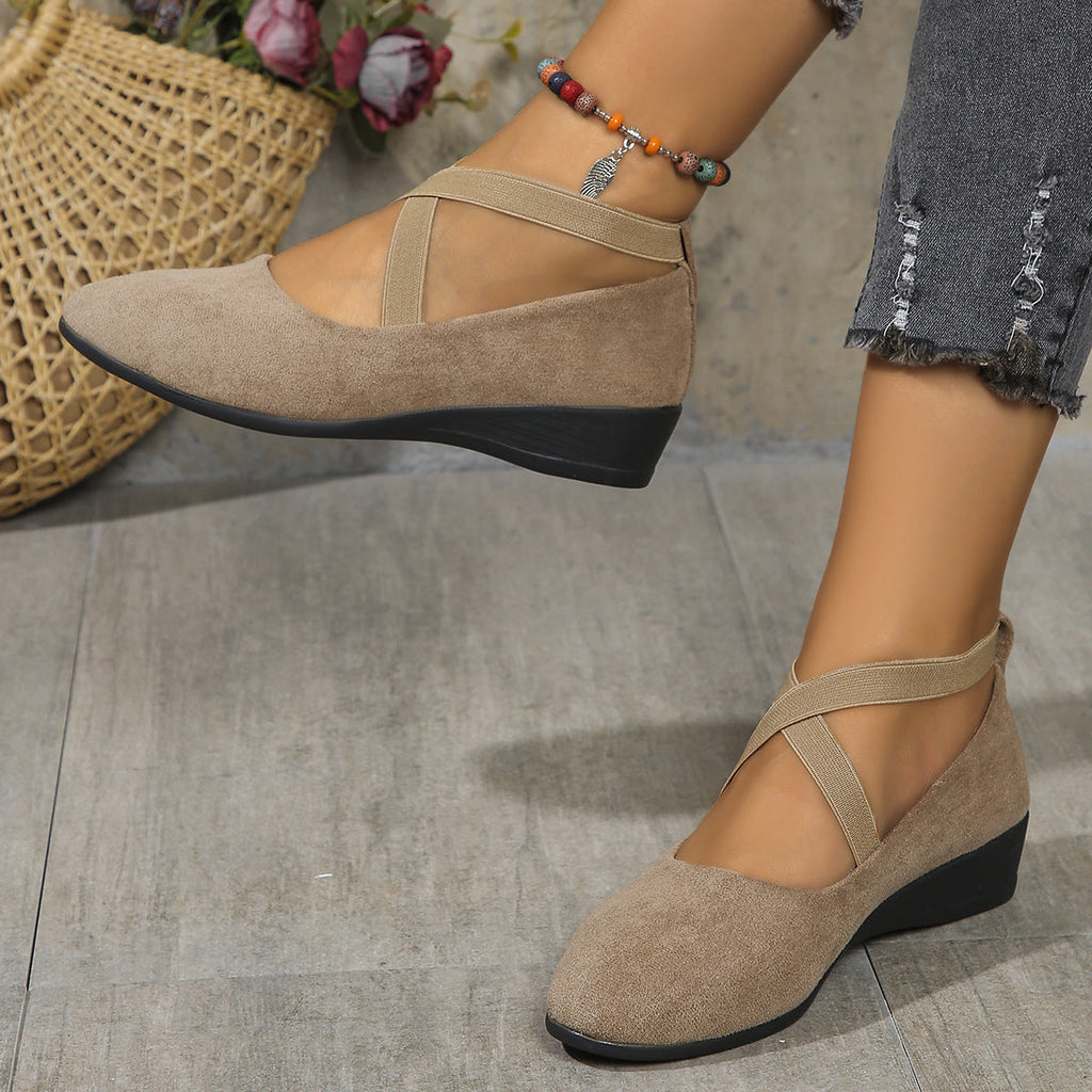 Elastic Band Platform Wedge Pumps – 6 Colors EU 35–43