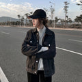 Women's Oversized Washed Denim Jacket – Hooded Loose Korean Style