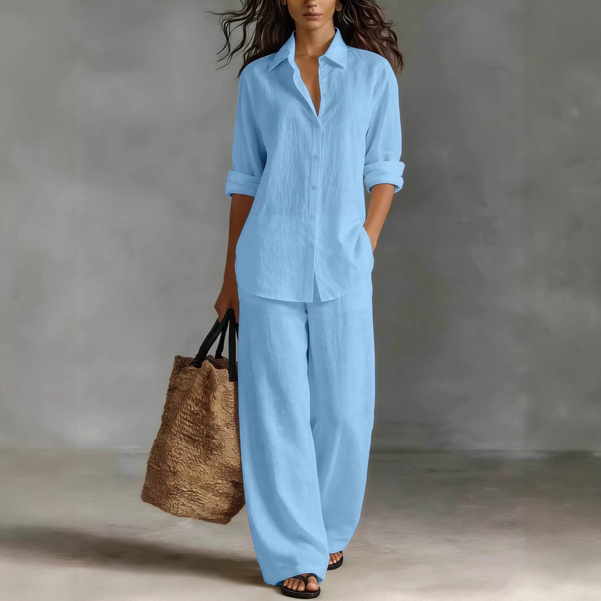Women's Bohemian Cotton-Blend Top & Pants Set – Resort Lounge Co-ord