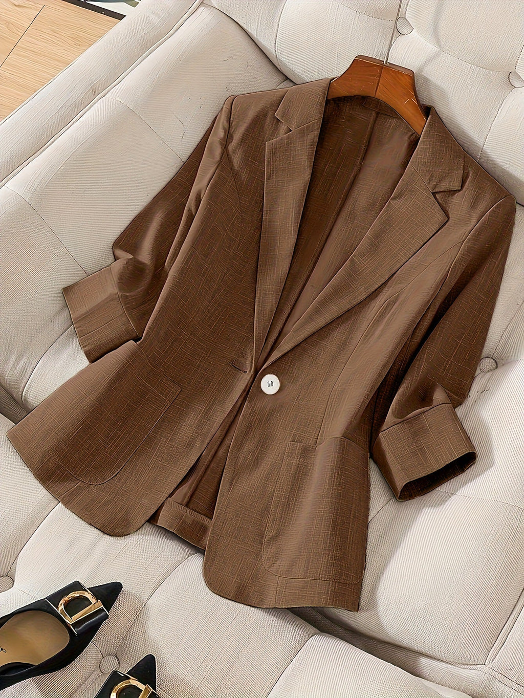 Women's Three-Quarter Sleeve Single-Button Casual Blazer