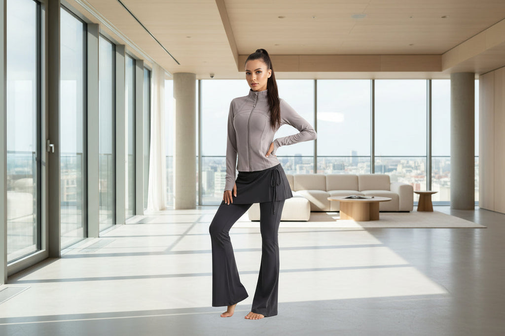 Women’s Long Sleeve Running Set – Zip-Up Slim Fit Gym Outfit
