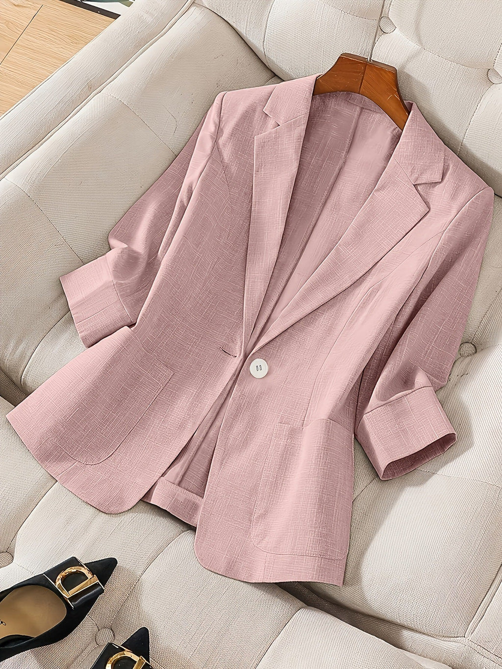 Women's Three-Quarter Sleeve Single-Button Casual Blazer