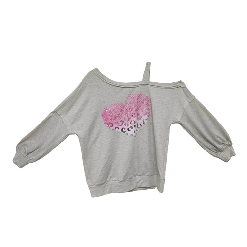Ladies' Off Shoulder Long Sleeved Printed Love Hoodie