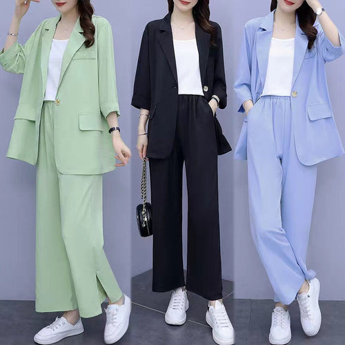 Long Sleeve Suit Jacket & Pants Two-Piece Set – 3 Colors, M–6XL