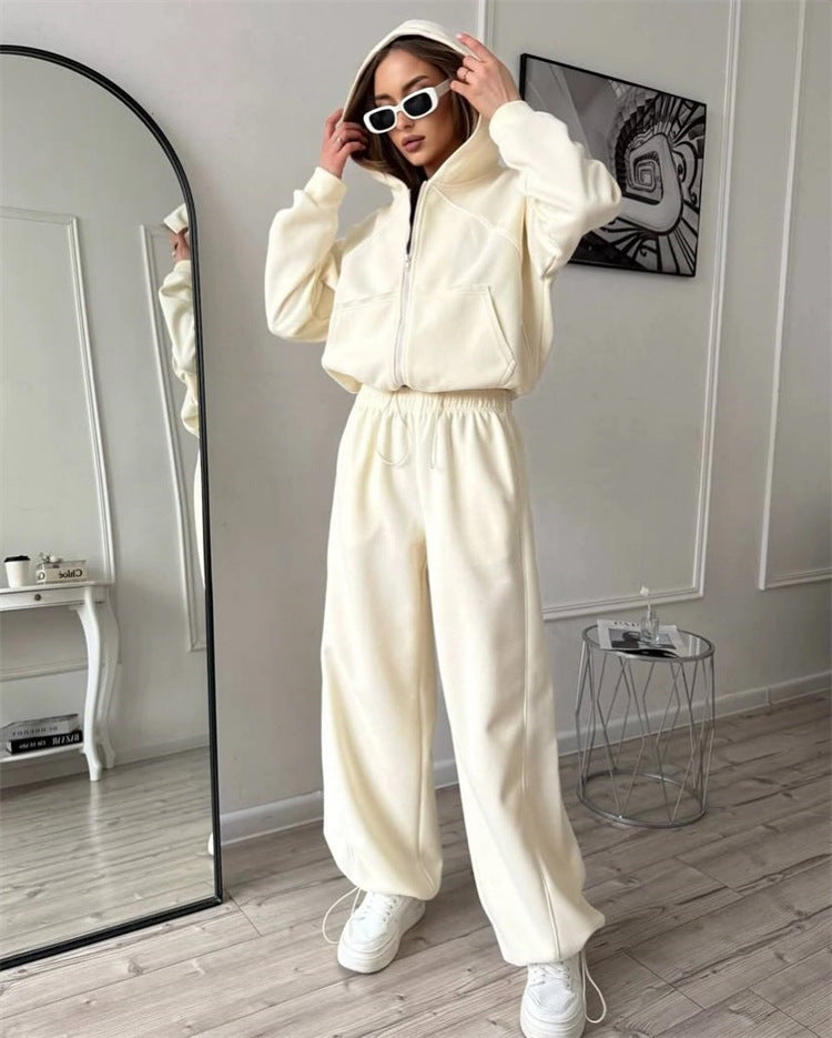 Women’s Sportswear Set Solid Color Cardigan Set
