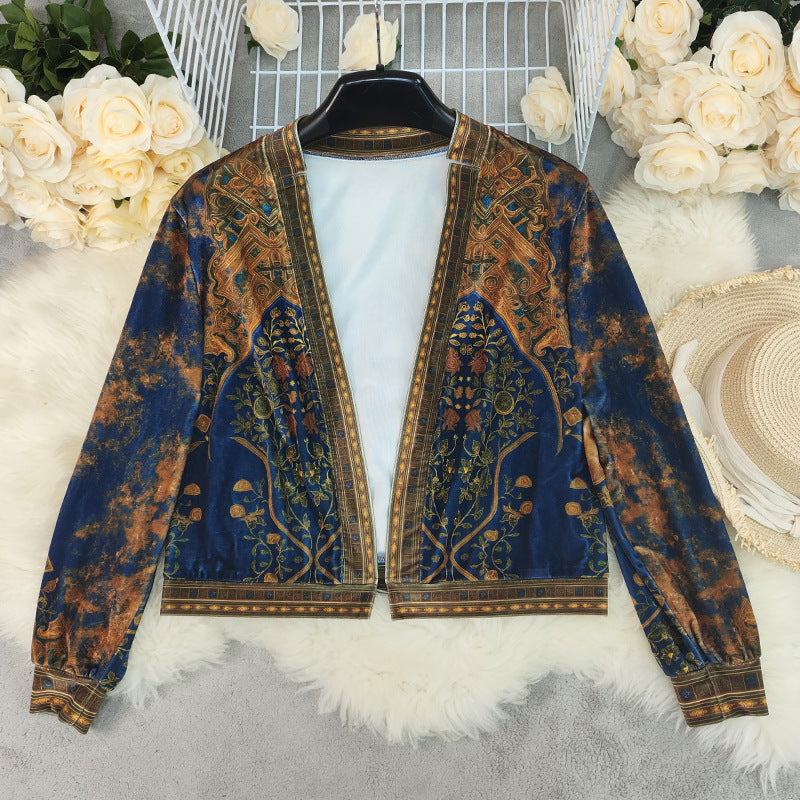 Women’s Retro Bohemian Print Cardigan – Long Sleeve Loose Coat