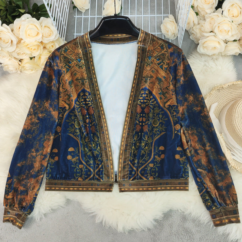 Women’s Retro Bohemian Print Cardigan – Long Sleeve Loose Coat