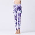 💜 Marble Print High-Waist Yoga Leggings – Sculpted Fit in Bold Purple