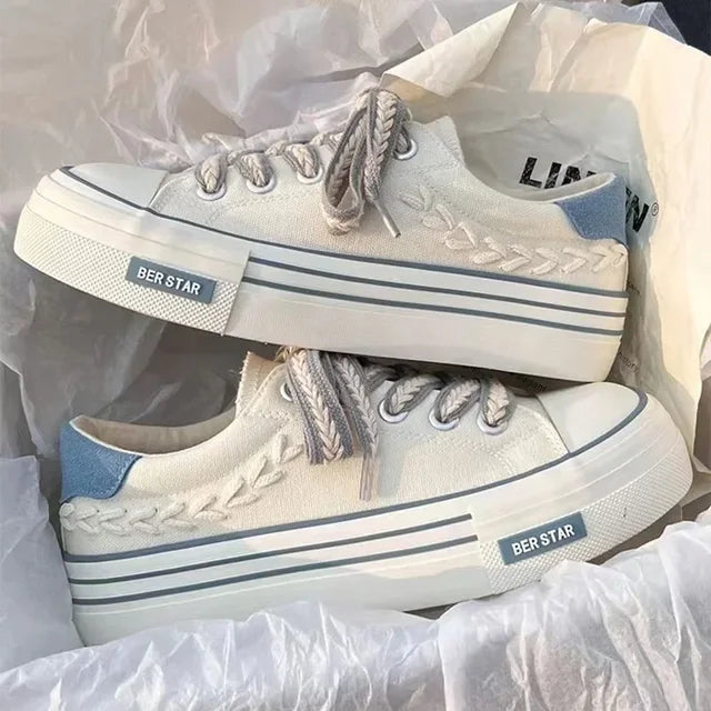 Women’s Platform Canvas Chunky Sneakers – Height Increasing Trainers