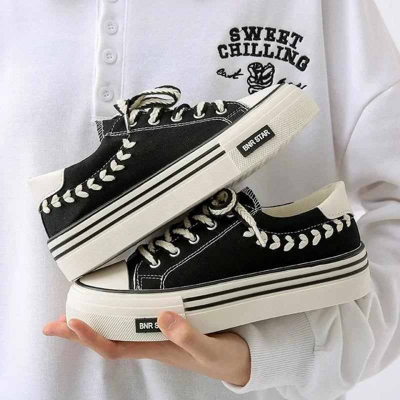 Women’s Platform Canvas Chunky Sneakers – Height Increasing Trainers