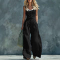 Women's Retro High-Waist Wide-Leg Jumpsuit – Vintage Button Closure Elegant