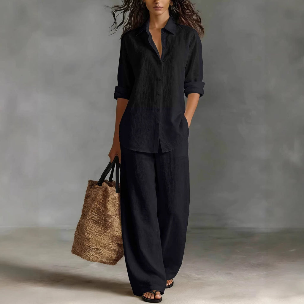 Women's Bohemian Cotton-Blend Top & Pants Set – Resort Lounge Co-ord