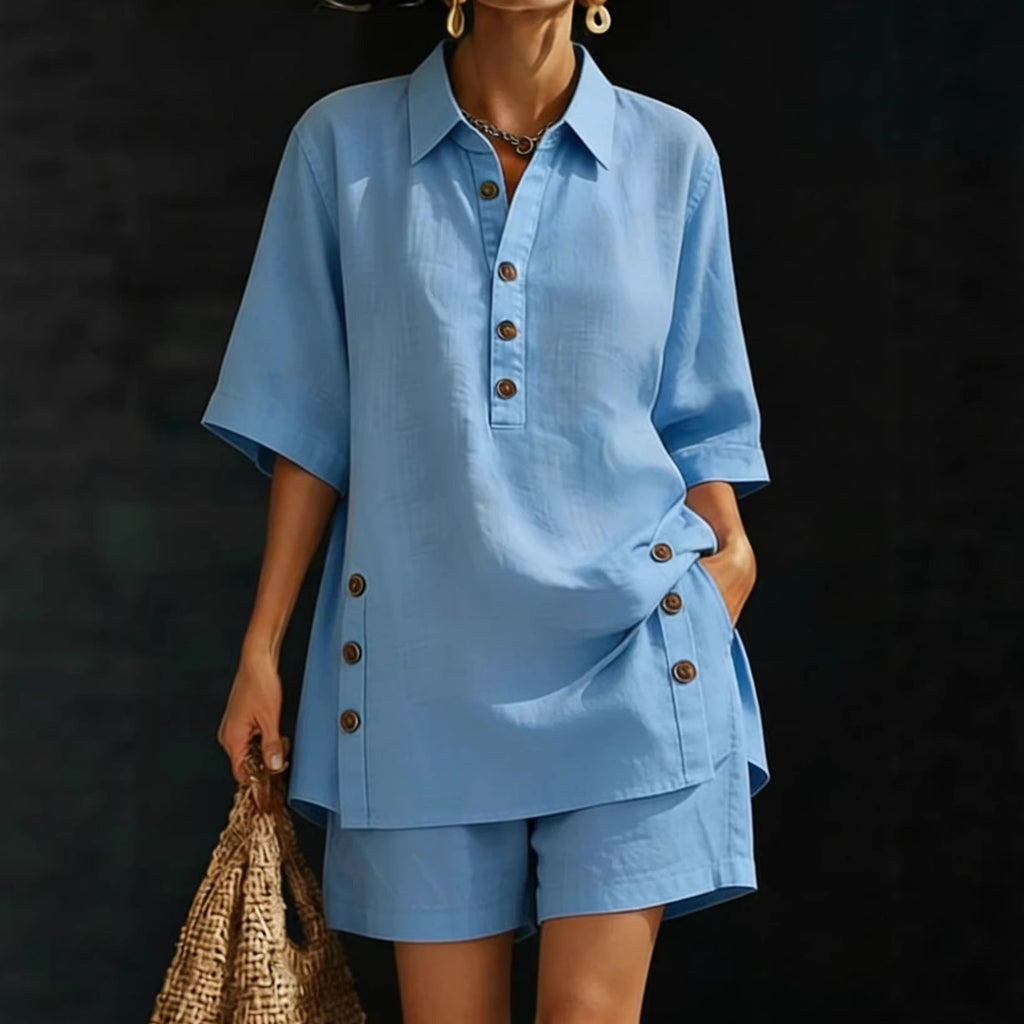 Short-Sleeve Shirt & Loose Pants Two-Piece Set – 4 Colors, S–5XL