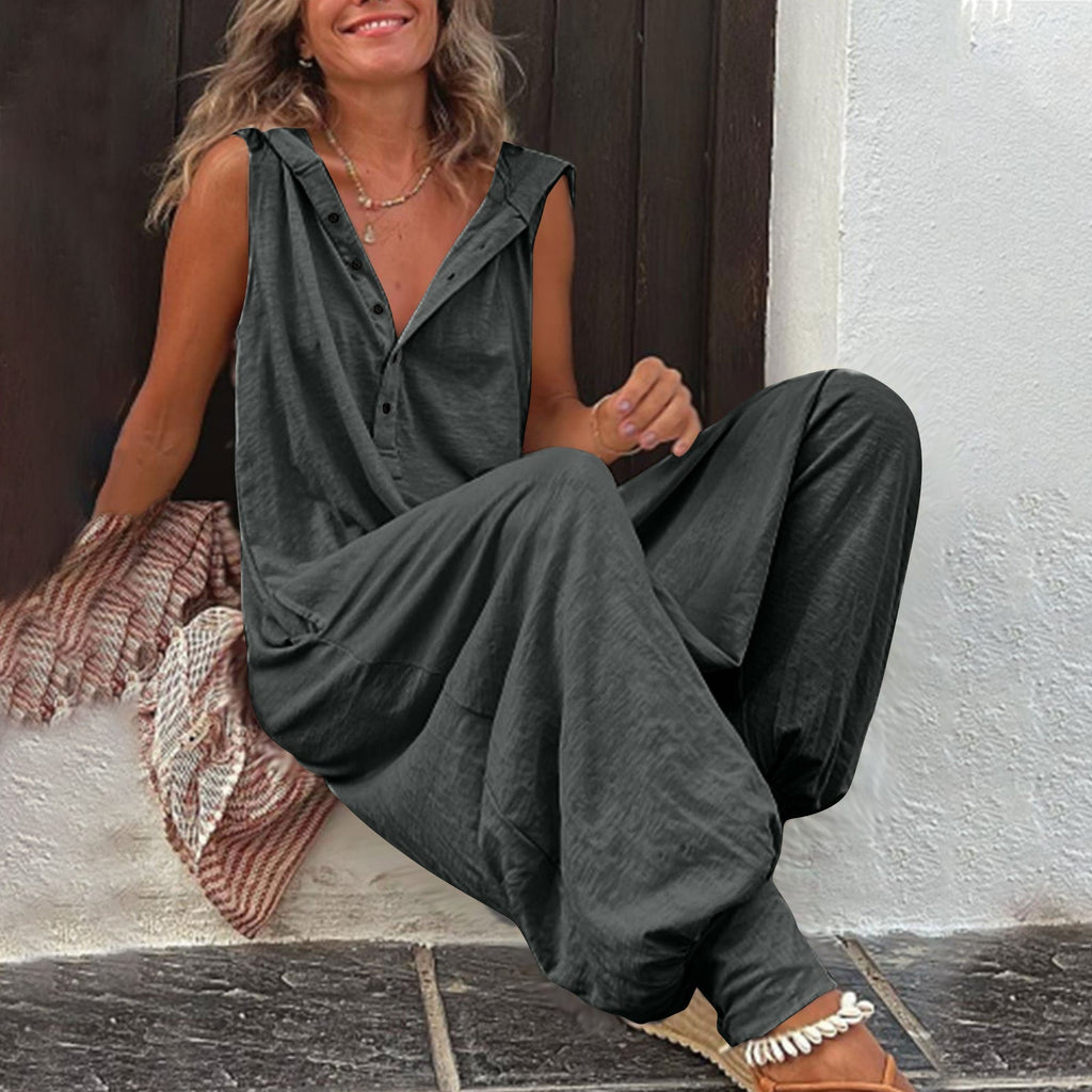Women’s Sleeveless Hooded Relaxed Fit Jumpsuit